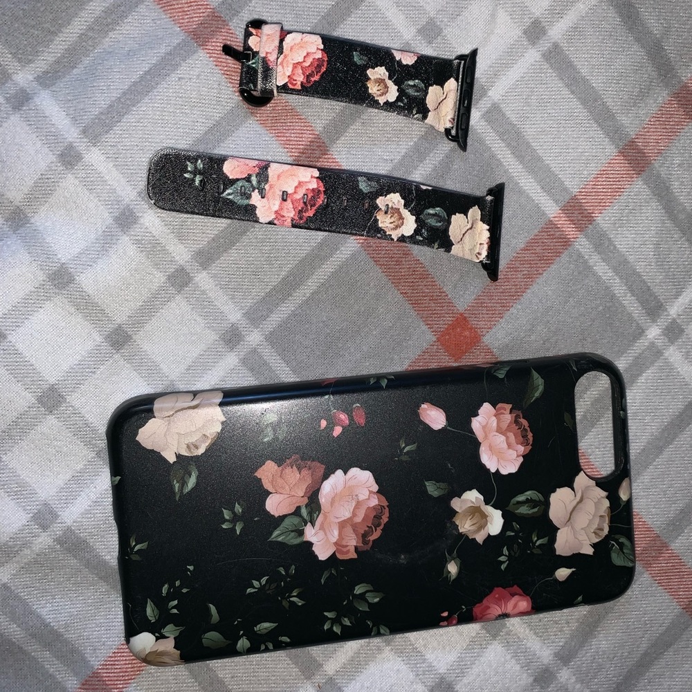 Apple Watch band and iPhone 8 Plus case